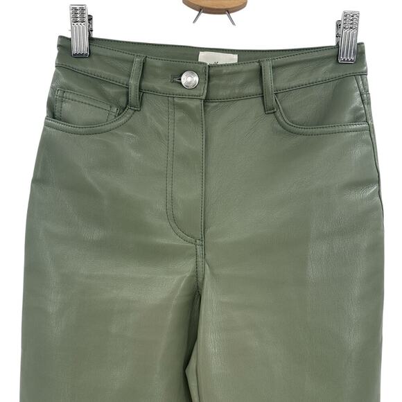 Aritzia‎ Wilfred The Melina Pants Vegan Leather Cropped Sage Green Size 00 - Picture 3 of 10